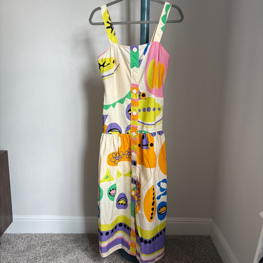 colorful sleeveless midi dress